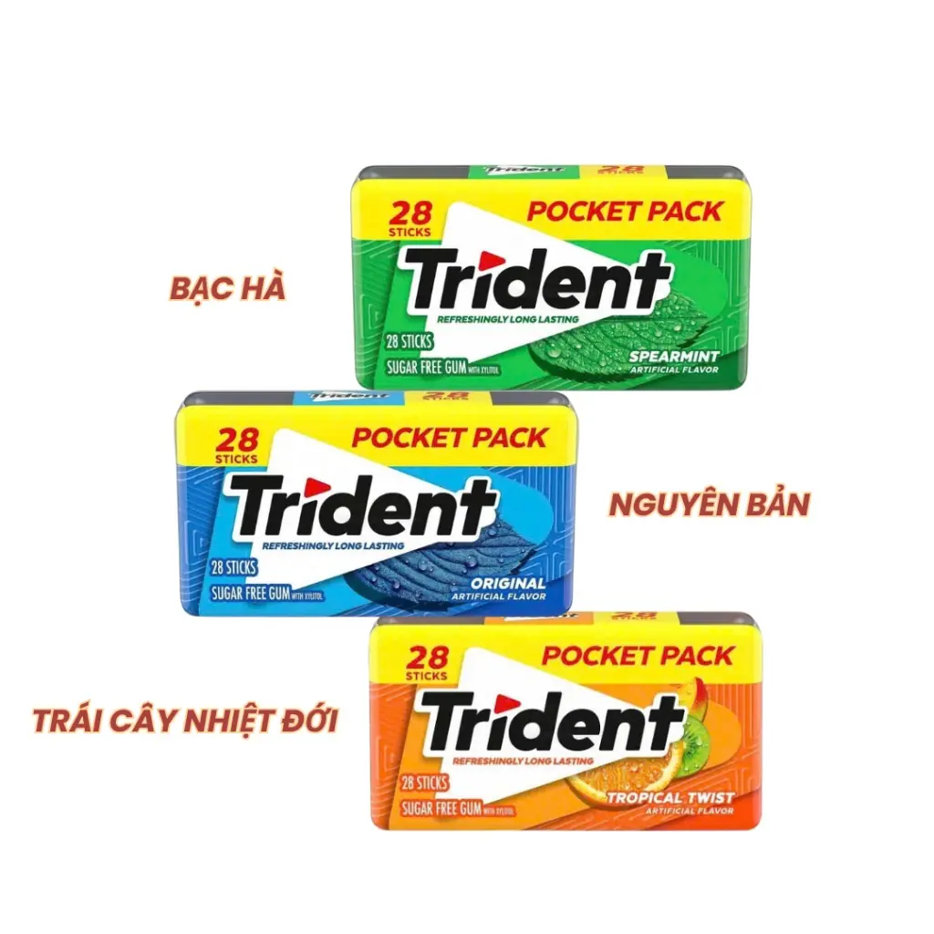 Kẹo gum không đường Trident 28 tép (nhiều vị) – Hơi thở thơm mát chuẩn Mỹ