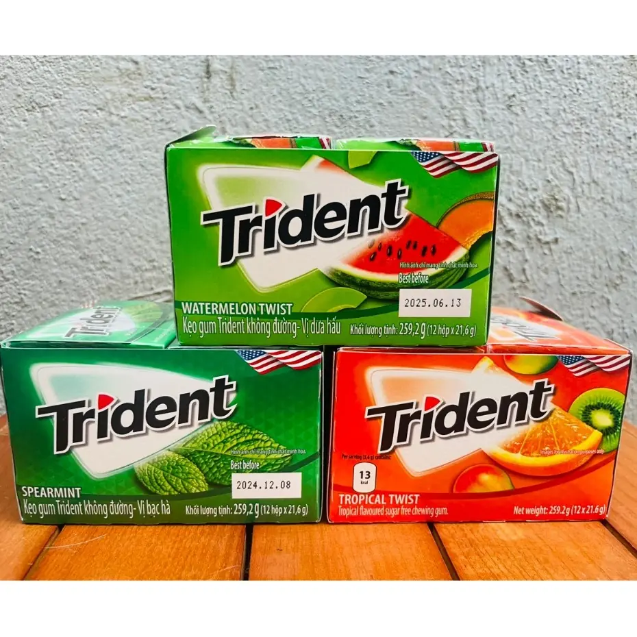 Kẹo gum không đường Trident 12 tép 22g – Giải pháp chăm sóc răng miệng, hơi thở thơm mát tức thì từ Mỹ